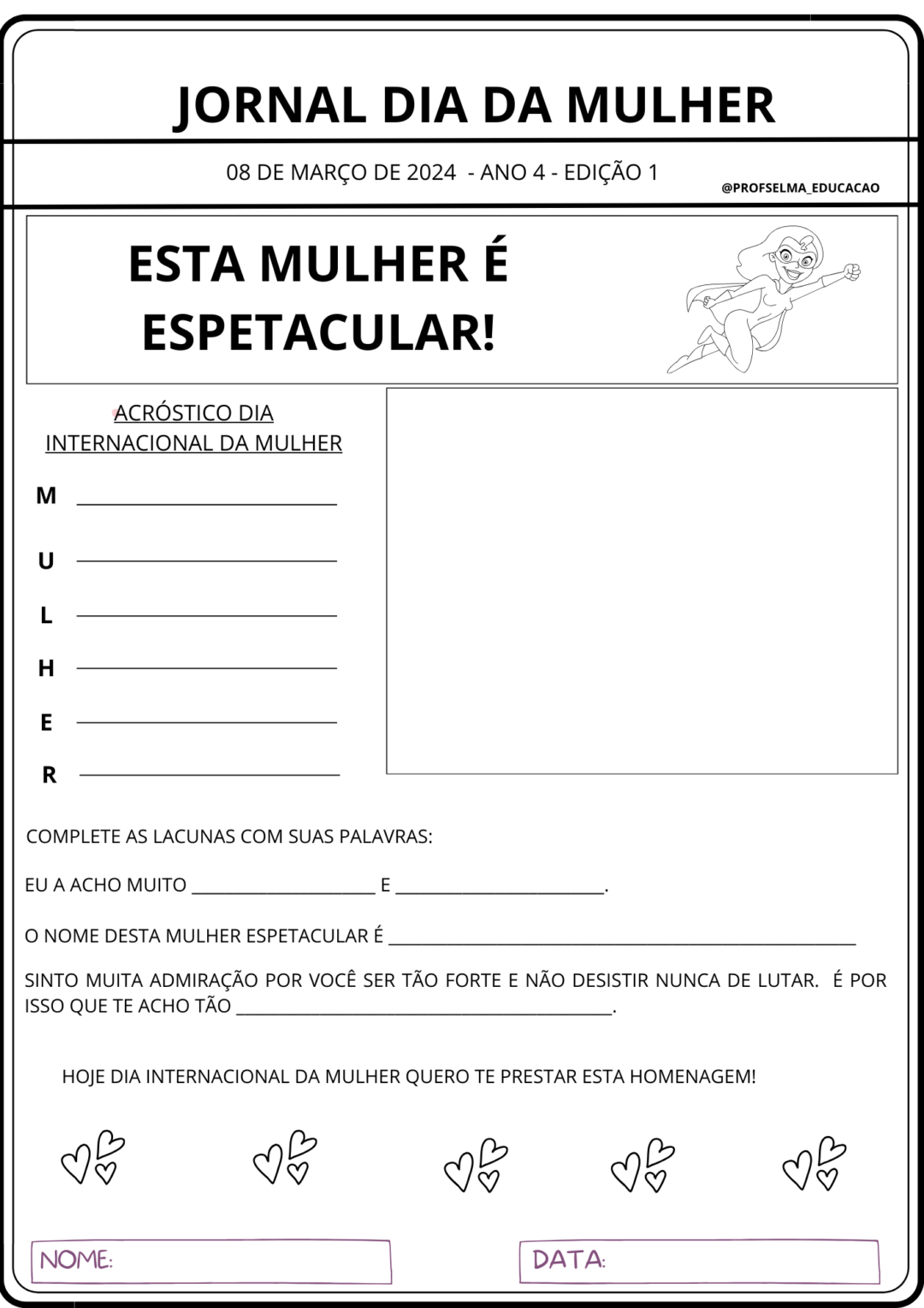 Atividades Dia da Mulher – Prof Selma Educação – Transformando ...